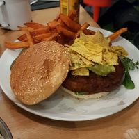 Vegan sweet potato burger at Ludwig Burger in Salzburg