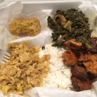 I couldn't even wait till after I took a pic to take a bite of that cornbread 😂 at Soul Good Vegan Cafe in Durham