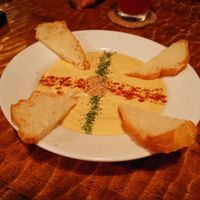 Hummus and baguette at Mother in Tokyo