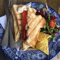 Red pepper and hummus toasted sandwich  at The Artisan in Hull