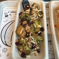 Market vegetable: glazed roasted Brussels sprouts at By Chloe - Seaport Blvd in Boston