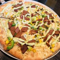 Elote pizza vegan style with herbivorous butcher bacon ❤️  at Pizza Luce in Hopkins