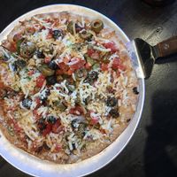 Vegan garden veggie pizza at Pizza Luce in Hopkins