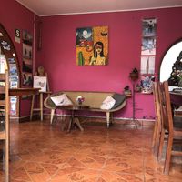 View of the decorations inside  at Chocolate Cafe in Huanchaco