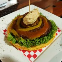 Arepa Burger at Semillas Comida Sana in Pereira
