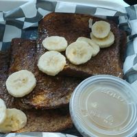 Banana 🍌 French Toast with applesauce at Ernie's Coffe Shop in South Lake Tahoe