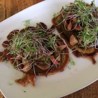 celery pancakes- gourmet! at Confluence Kombucha in St Louis