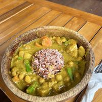 Vegan Yellow island curry  at Good Earth Cafe in 