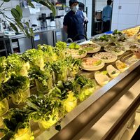 Buffet with plenty of fresh greens for hot pot or saladd #Veganuary at Puti Vegetarian in Xiamen