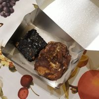 Takeaway cinnamon bun with chocolate and a brownie. at B12 Candy Bar - Maybe closed in Kyiv