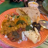 Plated half of the VG thali at Prosi Indian Restaurant in Vienna