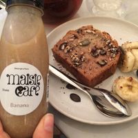 Banana juice and banana bread at Maisie Cafe in Paris
