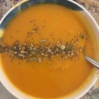 Soup of the day (carrot, sweet potato, coconut) at Maisie Cafe in Paris
