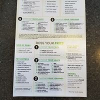 Their menu which identifies what is vegan. at Burger Boss in Riverside