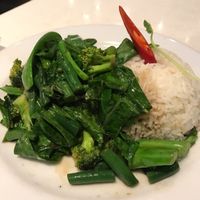 Vegan GF wok fried vegetables and steamed rice at Thai Break in North Ryde