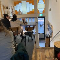 Seatings inside are upstairs  at Baking Lab in Amsterdam