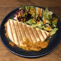 Quesadillas de boniato, hummus y queso at La Libelula in Cordoba