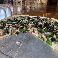 Veggie Pizza with Vegan Cheese   at The Horn Public House and Brewery  in Depoe Bay