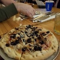 Black olive, roasted garlic, mushrooms at The Horn Public House and Brewery  in Depoe Bay