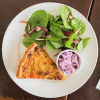 roasted vegetable quiche with coleslaw and salad at The V & V Cafe in Glasgow