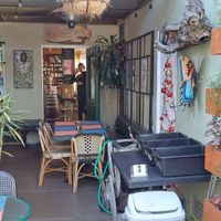 Outdoor seating at Green Door Cafe in La Jolla