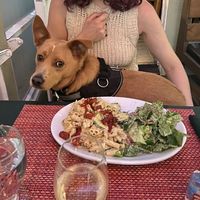 Alfredo and Cesar salad   at Green Door Cafe in La Jolla