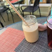 Pb date shake.  Straw is not the big in real life😉 at Green Door Cafe in La Jolla