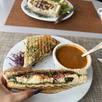 inside pesto paninii  at Green Door Cafe in La Jolla