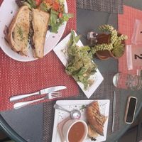 Rueben, pesto panini and Caesar salad  at Green Door Cafe in La Jolla