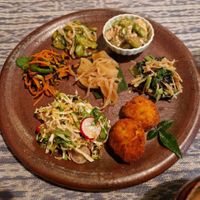 Main dish of the set menu at Vegetus Sara in Kagoshima