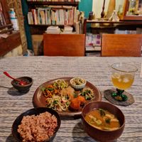 Set menu comes with Miso and rice at Vegetus Sara in Kagoshima
