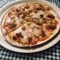 Lipari vegan pizza with pumpkin potato rosemary and vegan cheese at Mario Brothers Pizza & Pasta in Crows Nest