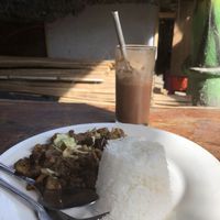 Vegan adobo with iced chocolate  at Villa Sandra in Malapascua Island