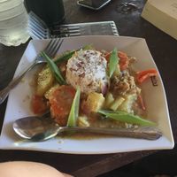 Local dish with mock meat!  at Villa Sandra in Malapascua Island