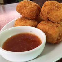 fried tofu nuggets (ask for no egg in the batter) at Yuan Sheng Vegetable Restaurant in Siem Reap