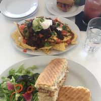 Nachos, jackfruit slider, grilled cheese at Vegan Hills in Honolulu