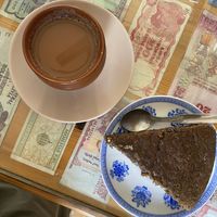 Vegan coffee cake and soy masala   at Woeser Bakery in Dharamshala