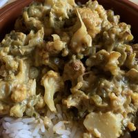Cauliflower curry vegan gluten-free  at Caffi Caban Cafe in Brynrefail