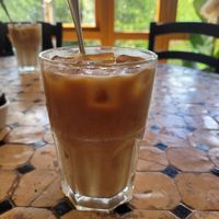 Oat Milk Iced Latte at Caffi Caban Cafe in Brynrefail