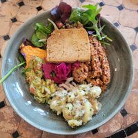 Salad of the Day (with added Tofu) at Caffi Caban Cafe in Brynrefail