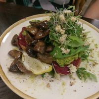 avocado, beetroot and vegan feta with added mushrooms  at Evolve Cafe in Rocklea