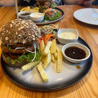 Barbecue Tempeh Burger   at Tofu Kitchen in Koh Chang