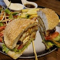 Tofu burger and vegan mayo at Tofu Kitchen in Koh Chang