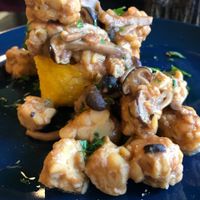 Polenta with tempeh and mushrooms at Cardamomo Cucina Vegana in Arona