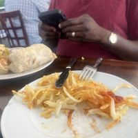 Hash browns and Sam’s breakfast burrito  at Aunt Yese's Home Cooking in Garden Grove