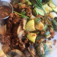 Vegan hash browns. Good flavor but ask for extra hash browns.  at Aunt Yese's Home Cooking in Garden Grove