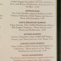 Vegan Menu at Aunt Yese's Home Cooking in Garden Grove