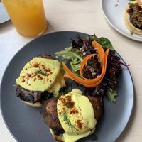 Vegan egg Benedict  at Nutie Donuts in Balmain