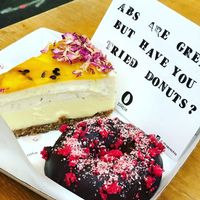 Passionfruit Cheesecake and Raspberry Chocolate Donut at Nutie Donuts in Balmain