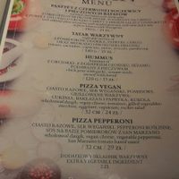 Vegan page on main menu at Sowa in Bydgoszcz